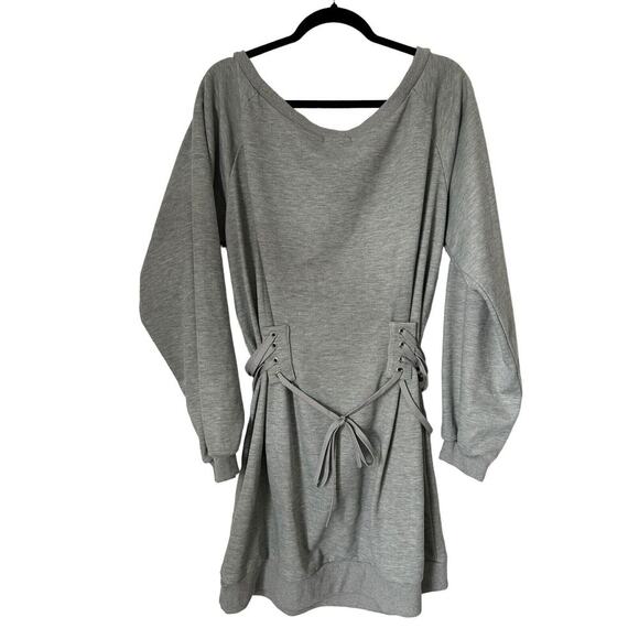 Fashion Nova Dress Size 1X Grey Rise and Grind Corset Long Sleeve Mini - Picture 4 of 12